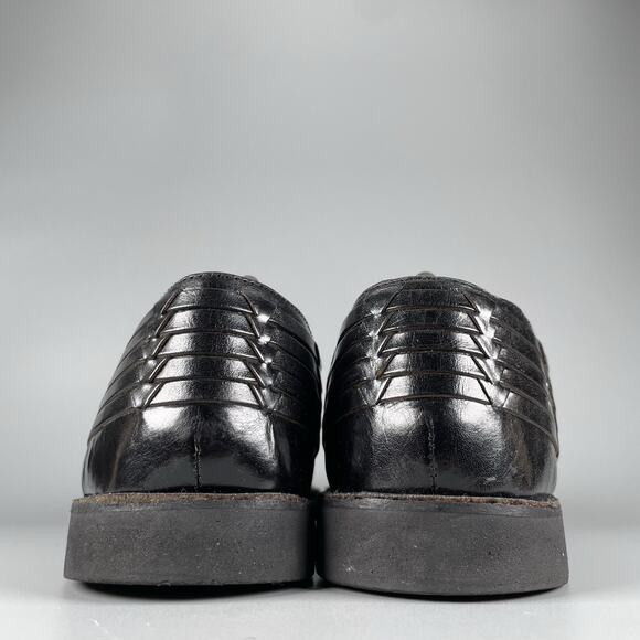 Sunsteps Men’s 9.5 Black Leather Slip On Hand Woven Fisherman Sandals Casual GUC - Picture 3 of 9